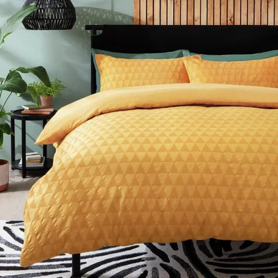Habitat Habitat Cotton Triangle Waffle Mustard Bedding Set - Double