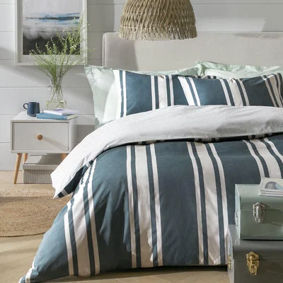 Habitat Habitat Cotton Coastal Stripe Blue Bedding Set - Double