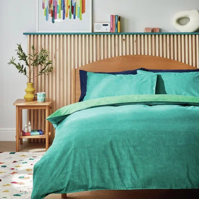 Habitat Habitat Emerald Cotton Textured Green Bedding Set - Double