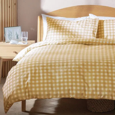 Habitat Habitat Herbalist Plain Gingham Yellow Bedding Set - Double