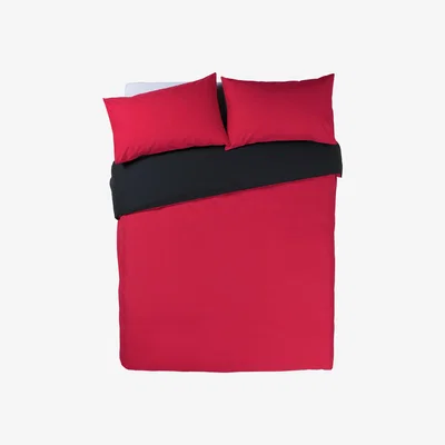 Habitat Habitat Easycare Two Tone Black & Red Bedding Set - Double