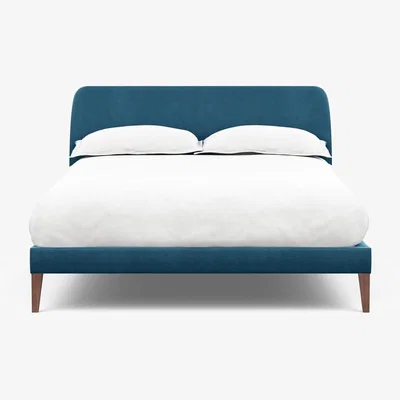 Heal's Heal's Wallis Bed Double Capelo LinenCotton Sea Shanty Walnut Feet - Heal's UK Bedroom Furniture