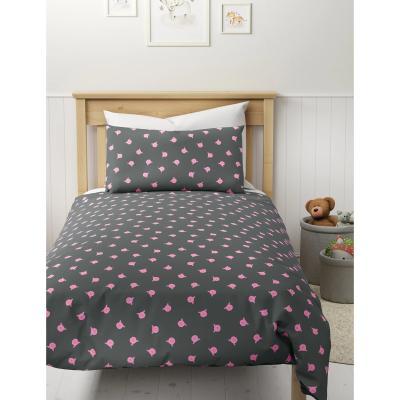 Marks & Spencer M&S Percy Pig™ Cotton Blend Percy Repeat Bedding Set - DBL - Grey Mix, Grey Mix