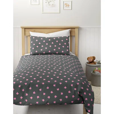 Marks & Spencer M&S Percy Pig™ Cotton Blend Percy Repeat Bedding Set - DBL - Grey Mix, Grey Mix