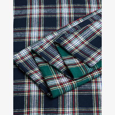 Marks & Spencer M&S Pure Brushed Cotton Woven Checked Bedding Set - DBL - Green Mix, Green Mix