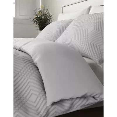 Marks & Spencer M&S Pure Cotton Geometric Sateen Bedding Set - DBL - Grey, Grey