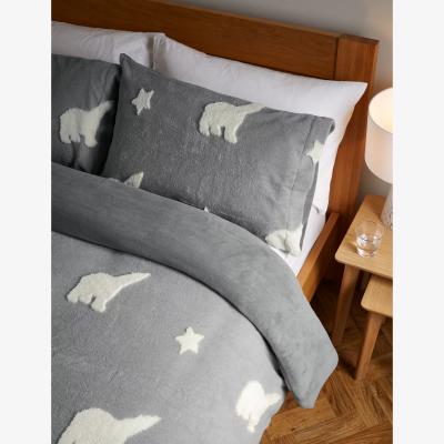 Marks & Spencer M&S Carved Fleece Polar Bear Bedding Set - SGL - Grey Mix, Grey Mix