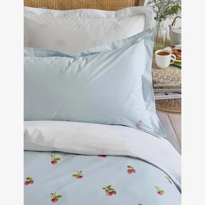 Marks & Spencer Sophie Allport Pure Cotton Strawberries Bedding Set - DBL - Mist, Mist