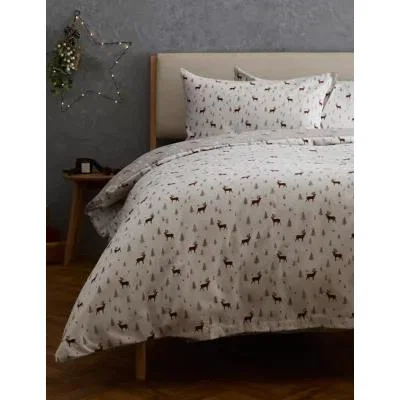 Marks & Spencer M&S Brushed Cotton Stag Bedding Set - DBL - Neutral, Neutral