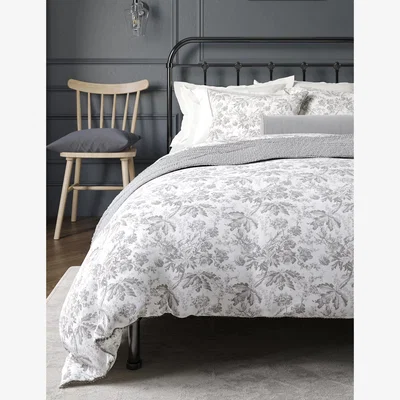 Marks & Spencer M&S Etched Evie Sateen Floral Bedding Set - SGL - Silver Grey, Silver Grey