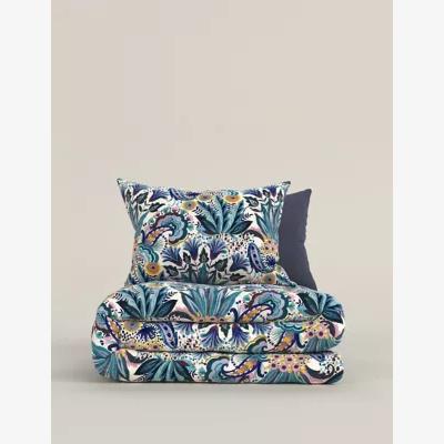 Marks & Spencer M&S Pure Cotton Sateen Bloomsbury Bedding Set - DBL - Blue Mix, Blue Mix