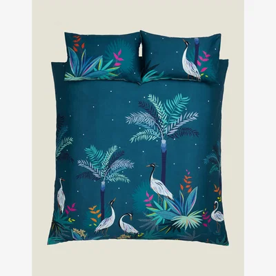Marks & Spencer Sara Miller Pure Cotton Sateen Heron Bedding Set - DBL - Teal, Teal