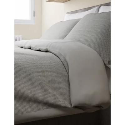 Marks & Spencer M&S Cotton Rich Waffle Bedding Set - DBL - Grey, Grey