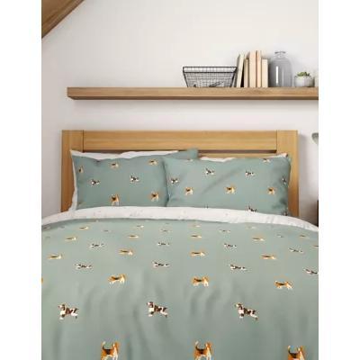 Marks & Spencer M&S Cotton Mix Hound Dog Bedding Set - DBL - Sage Mix, Sage Mix