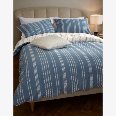 Marks & Spencer M&S Pure Brushed Cotton Stripe Bedding Set - DBL - Slate Blue, Slate Blue