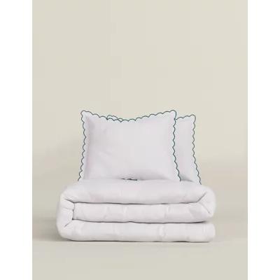 Marks & Spencer M&S Cotton Blend Scalloped Edge Bedding Set - DBL - Sea Green, Sea Green,Grey Mix