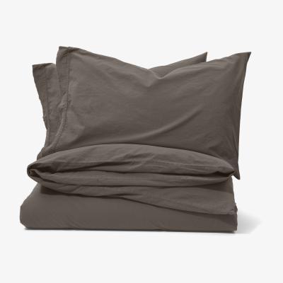 Made.com Zana 100% Organic Cotton Stonewashed Duvet Cover + 2 Pillowcases, Double, Anthracite Grey