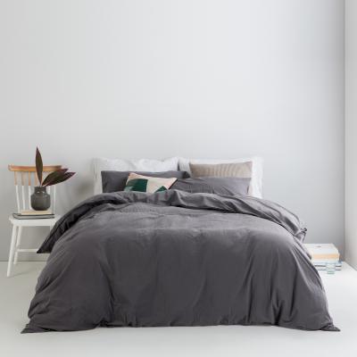 Made.com Alexia Stonewashed Cotton Duvet Cover + 2 Pillowcases, Double, Graphite