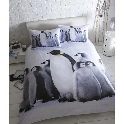 The Range Baby Penguins Photo Printed Duvet and Pillowcase Set - Double