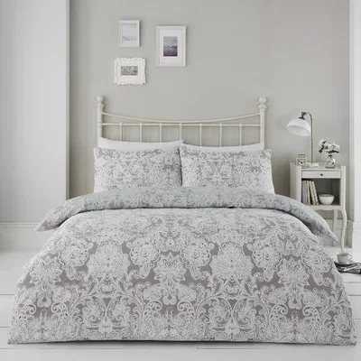 The Range Capri Damask Printed Duvet Cover and Pillowcase Set - Lilac / Double