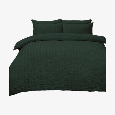The Range Seersucker Duvet Cover with Pillowcase Bedding Set - Forest Green / Double