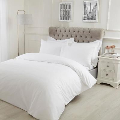 The Range Plain Polycotton Duvet Cover Pillowcase Bedding Set - White / Double