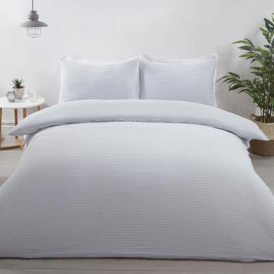 The Range Jersey Textured Stripe Duvet Cover and Pillowcase Set - Grey / Double