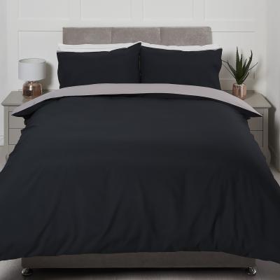 The Range Riley Reversible Duvet Cover and Pillowcase Set - Black/Grey / Double