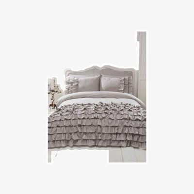 The Range Flamenco Ruffled Duvet Cover Set - Grey / Double