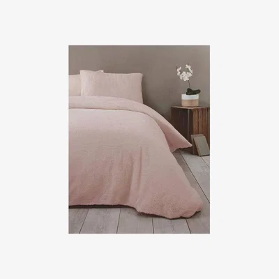 The Range Snuggle Teddy Fleece Duvet Cover Set - Blush / Double