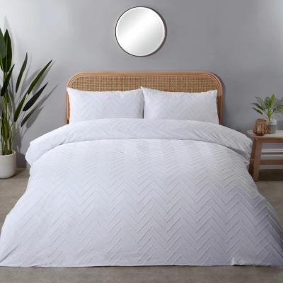 The Range Chevron Duvet Cover Set - White - White / Double