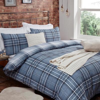 The Range Mckinley Flannelette Check Denim Duvet Cover and Pillowcase Set - Double