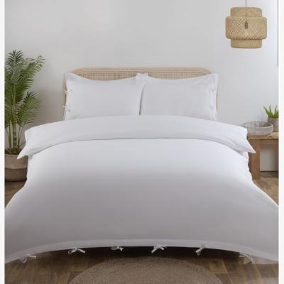 The Range My Home Moda Tied Duvet Cover and Pillowcase Set  - White / Double