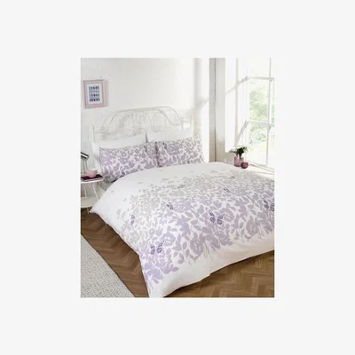 The Range Butterfly Shadow Lilac Printed Duvet And Pillowcase Set - Double
