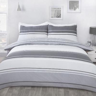 The Range Richmond Stripe Duvet Cover and Pillowcase Set - Grey / Double