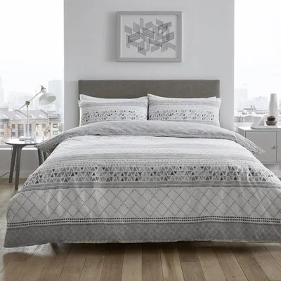The Range Casa Grey Duvet Cover and Pillowcase Set - Grey / Double