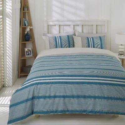 The Range Marlow Stripe Duvet Cover and Pillowcase Set - Petrol / Double