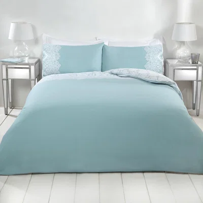 The Range Adeline Lace Duvet Cover and Pillowcase Set - Duck Egg / Double