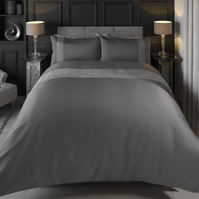 The Range Giana Velvet Grey Duvet Cover and Pillowcase Set - Grey / Double