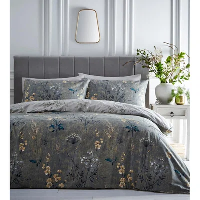 The Range Florette Duvet Cover and Pillowcase Set - Green/Ochre / Double