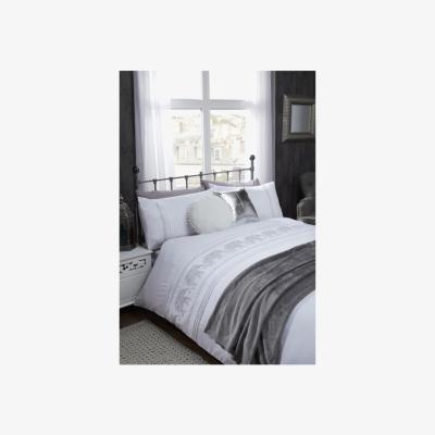 The Range Embroidery Elephant Duvet Cover and Pillowcase Set - White / Double