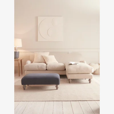Cox and Cox Reine Chaise Right Hand Facing Sofa – Natural Boucle