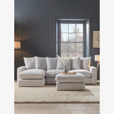 Cox and Cox Lyon Chaise Sofa - Fern Herringbone