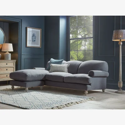 Cox and Cox Kiruna Chaise left Hand Facing Sofa – Charcoal Velvet