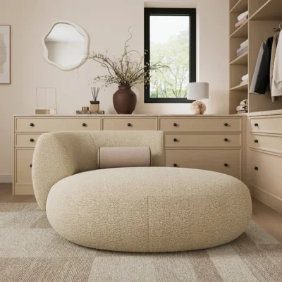 Dunelm Lozenge Tonal Boucle Chaise Longue