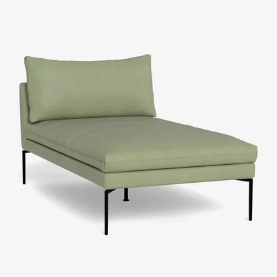 Heal's Heal's Matera Chaise Longue Siena Cotton Pistachio Black Feet