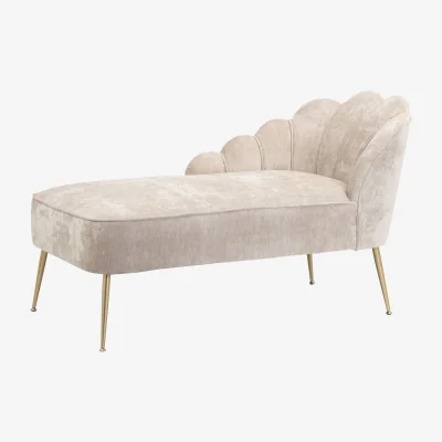Homebase Sophia Scallop Chaise Longue - Champagne Chenille