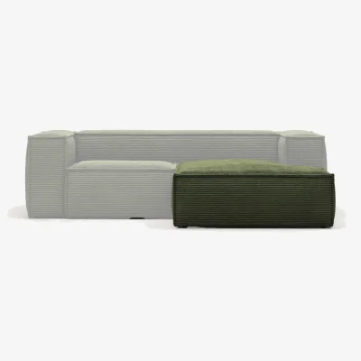 Kave Home Blok sofa right side chaise longue for seat with 70 cm depth green corduroy