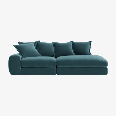 Loaf Wodge Modular Chaise Longue, Med Rh (Sopping Seagrass Clever Velvet)