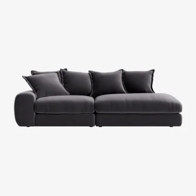 Loaf Wodge Modular Chaise Longue, Med Rh (Wire Wool Clever Velvet)